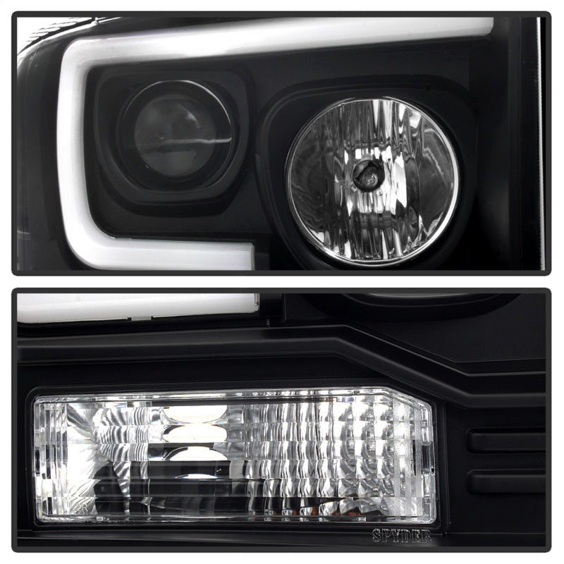 Spyder Ford F250/350/450 05-07 Projector Headlights - Light Bar DRL LED - Black PRO-YD-FS05V2-LB-BK SPYDER