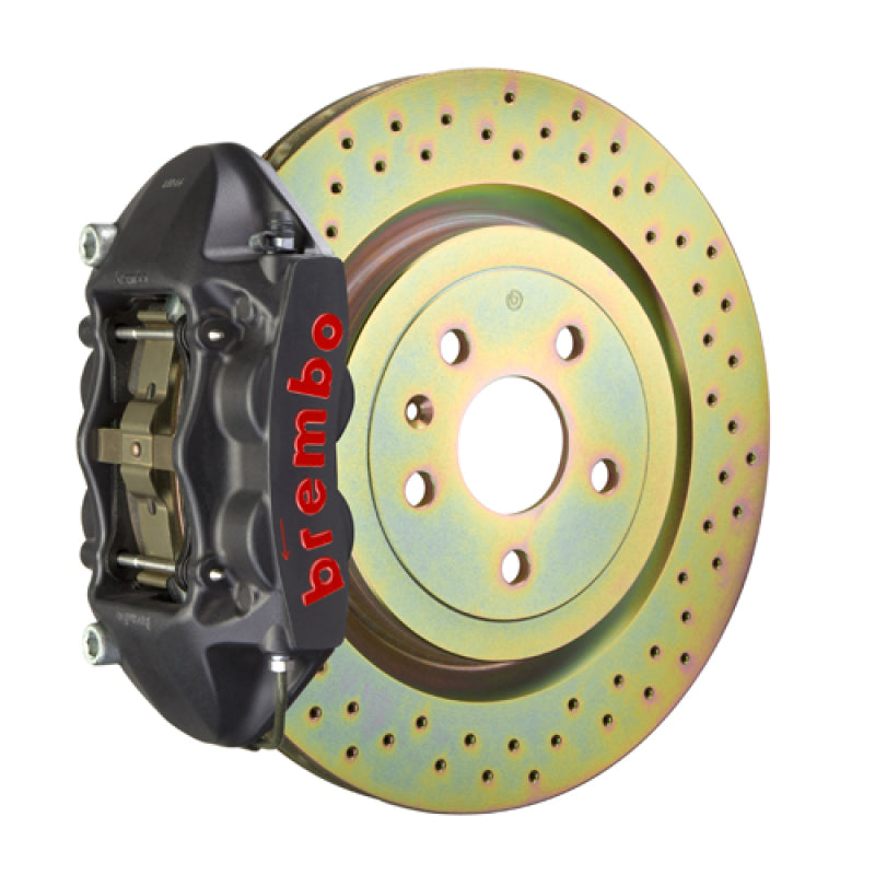 Brembo 10-15 Camaro V6 Rear GTS BBK 4 Piston Cast 365x28 1pc Rotor Drilled-Black HA Brembo