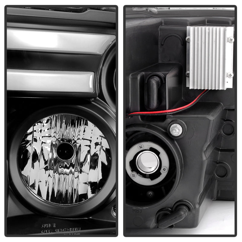 Spyder Dodge Ram 09-12 Projector Headlights Light Bar DRL Black PRO-YD-DR09-LBDRL-BK SPYDER
