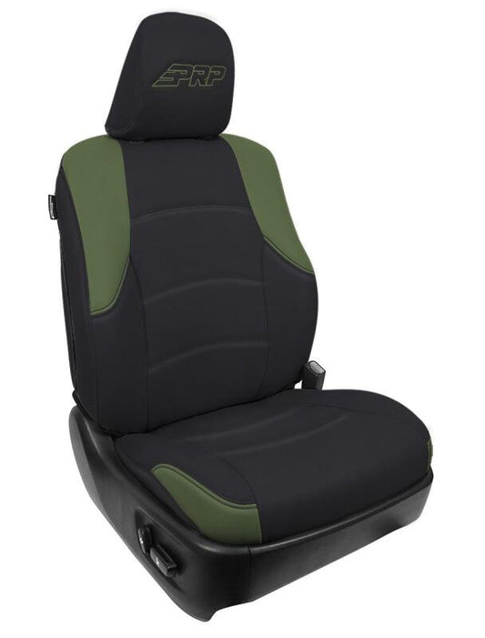 PRP 11-24 Toyota 4Runner Front Seat Covers (Pair) - Black/Olive Green B066-04