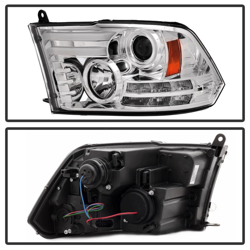 Spyder Dodge Ram 13-15 Projector Headlights Light Bar DRL Chrome PRO-YD-DR13-LBDRL-C SPYDER