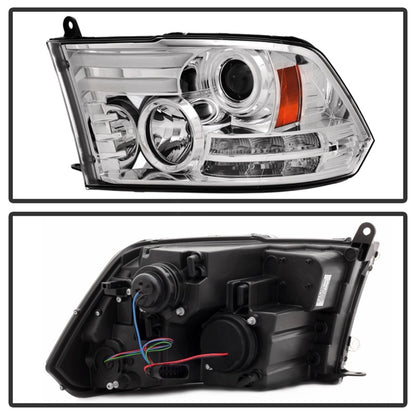 Spyder Dodge Ram 13-15 Projector Headlights Light Bar DRL Chrome PRO-YD-DR13-LBDRL-C SPYDER