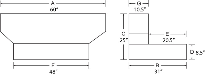 Tradesman Aluminum L-Shape Liquid Storage Tank (100 Gallon Capacity) - Brite Tradesman
