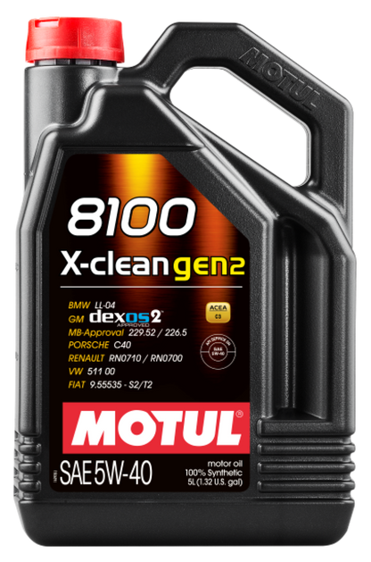 Motul 5L Synthetic Engine Oil 8100 X-CLEAN Gen 2 5W40 Motul