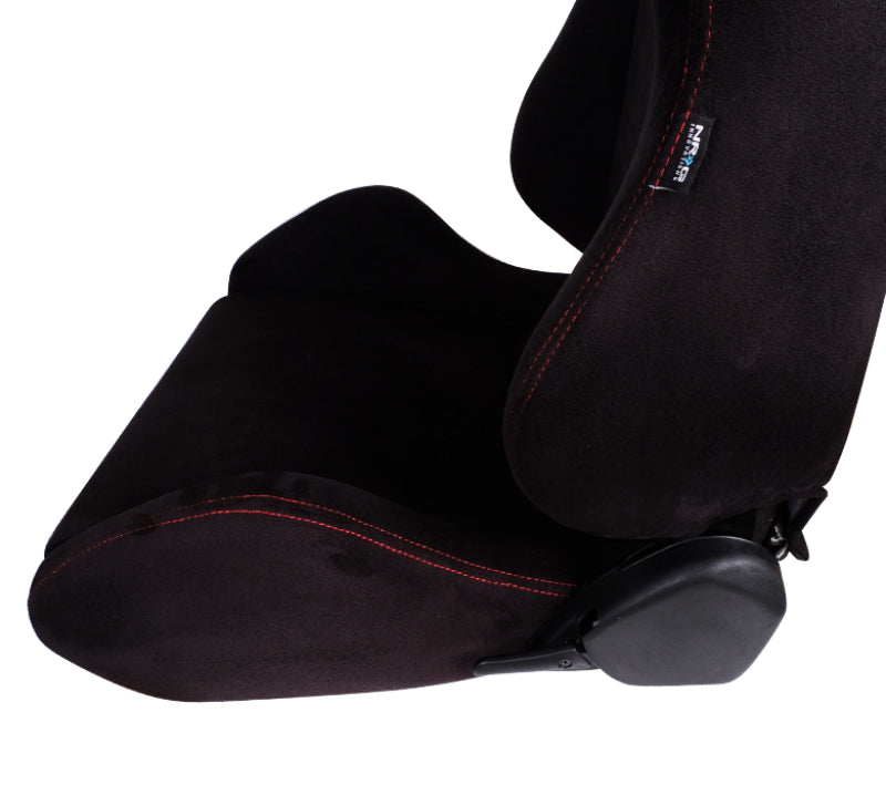 NRG Sport Seats (Pair) Type-R Suede w/NRG Logo - Black w/Red Stitching - RSC-220L/R