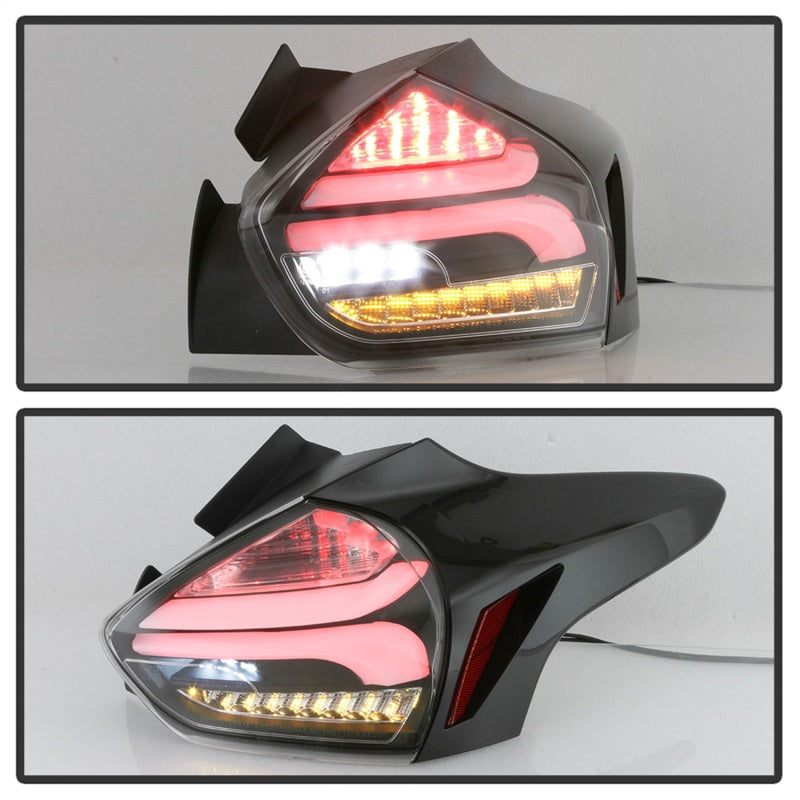 Spyder 15-17 Ford Focus Hatchback LED Tail Lights w/Indicator/Reverse - Black (ALT-YD-FF155D-LED-BK) SPYDER