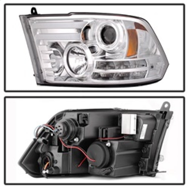 Spyder Dodge Ram 09-12 Projector Headlights Light Bar DRL Chrome PRO-YD-DR09-LBDRL-C SPYDER