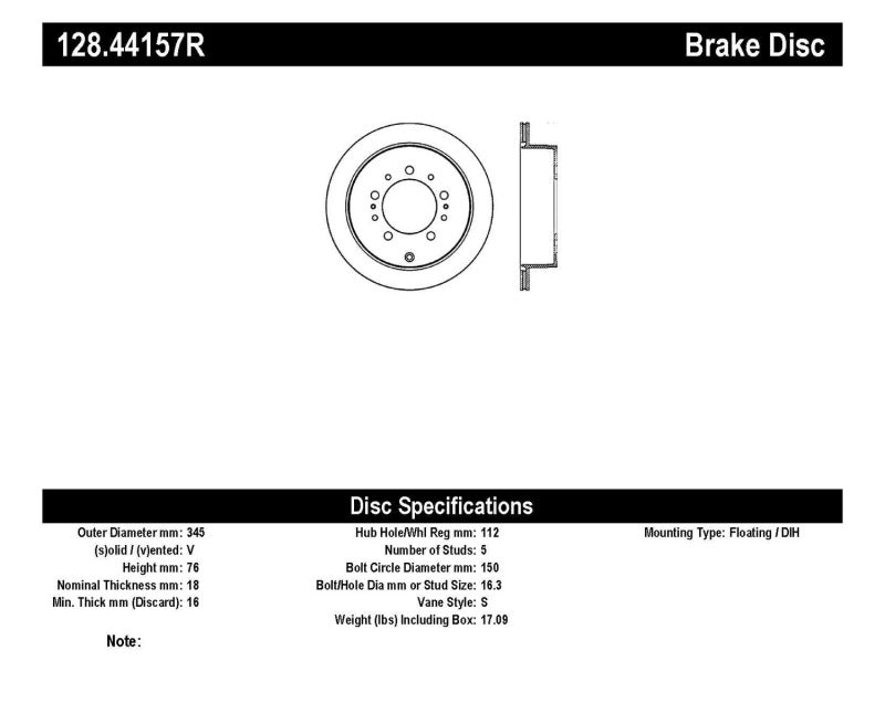 StopTech Drilled Sport Brake Rotor