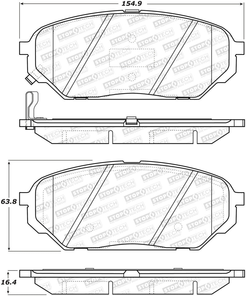 StopTech Premium Ceramic Front Brake Pads - 308.13010 Stoptech