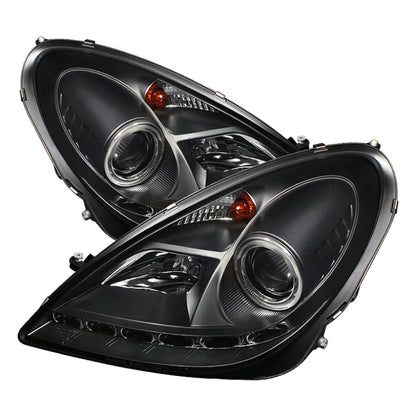 Spyder Mercedes Benz SLK 05-10 Projector Headlights Halogen Model- DRL Blk PRO-YD-MBSLK05-DRL-BK SPYDER