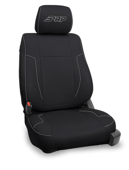 PRP 12-14 Ford Raptor Front Seat Covers (Pair) - Black w Silver Stitch B068-06