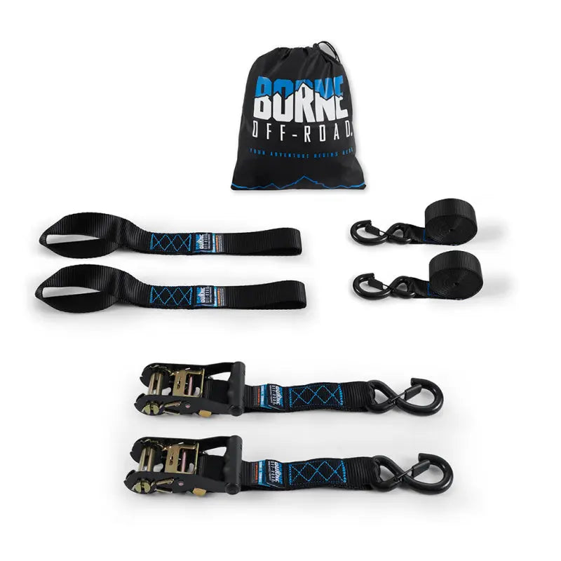 Borne Off-Road Heavy-Duty Ratchet Tie-Down Kit (2-Pack) - Black Borne Off-Road