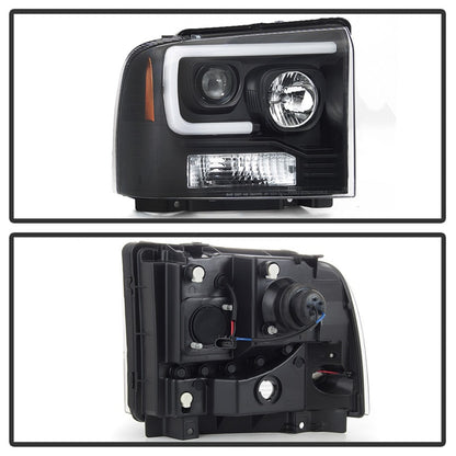Spyder Ford F250/350/450 05-07 Projector Headlights - Light Bar DRL LED - Black PRO-YD-FS05V2-LB-BK SPYDER