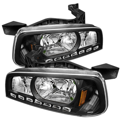 Xtune Dodge Charger 06-10 1Pc LED Crystal Headlights Black HD-ON-DCH05-1PC-LED-BK SPYDER