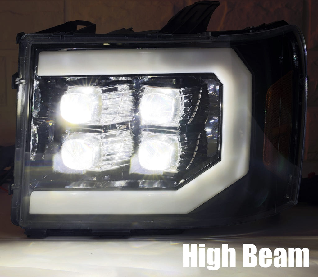 AlphaRex 07-13 GMC Sierra NOVA-Series LED Projector Headlights Jet Black - 880608