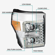 Load image into Gallery viewer, AlphaRex 11-16 Ford Super Duty PRO-Series Halogen Projector Headlights Chrome - 880141