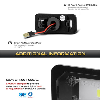 Xtune 13-18 Subaru BRZ T10 Connector LED License Plate Bulb Assembly White 5500K LAC-LP-SWRX08 -Pair SPYDER