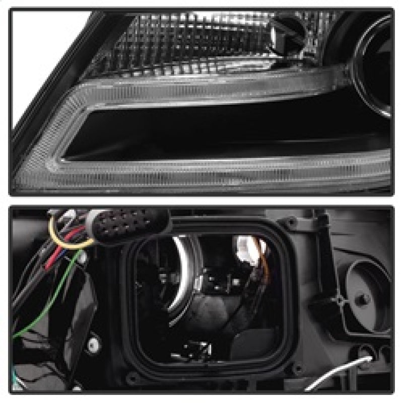 Spyder Audi A4 09-12 Projector Headlights Halogen Model Only - DRL LED Black PRO-YD-AA408-DRL-BK SPYDER