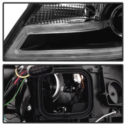 Spyder Audi A4 09-12 Projector Headlights Halogen Model Only - DRL LED Black PRO-YD-AA408-DRL-BK SPYDER