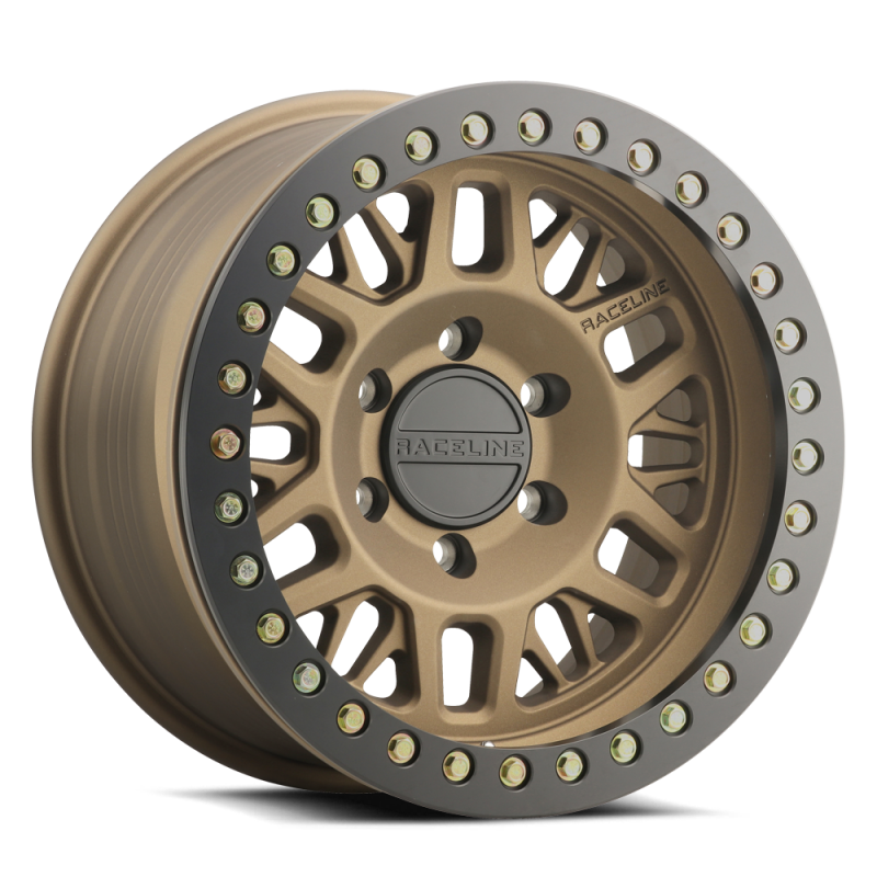 Raceline RT951B Ryno 17x9in/6x139.7 BP/-38mm Offset/106.1mm Bore- Bronze & Black Ring Beadlock Wheel