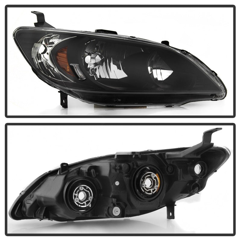 xTune 04-05 Honda Civic (Excl Hatchback/Si) OEM Style Headlights - Black (HD-JH-HC04-4D-AM-BK) SPYDER