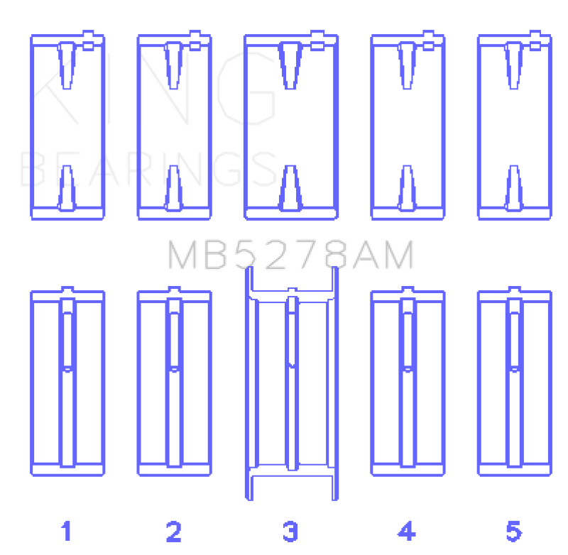 King Engine Bearings Ford 140Ci /2.3Liter/L4 (Size +0.25mm) Main Bearing Set King Engine Bearings