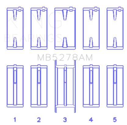 King Engine Bearings Ford 140Ci /2.3Liter/L4 (Size +0.25mm) Main Bearing Set King Engine Bearings