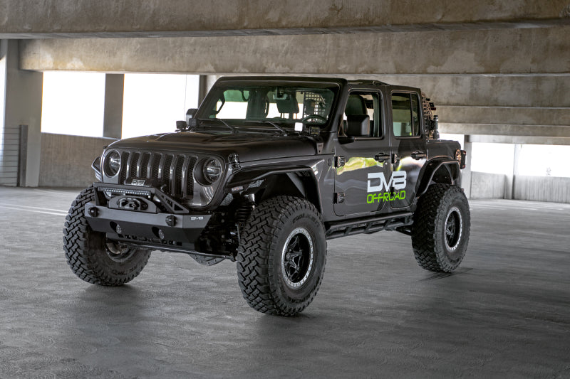 DV8 Offroad 07-23 Jeep Wrangler/Gladiator JT/JK/JL FS-25 Stubby Front Bumper w/Plated Bull Bar DV8 Offroad