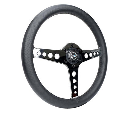 NRG Light Weight Gaming Steering Wheel - Driftz 350mm 3 Chrome Spokes Perforated Leather - ST-034CH-PR