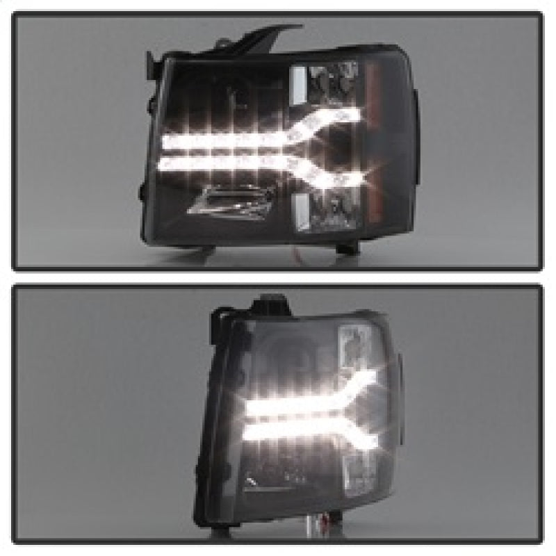Spyder Chevy Silverado 1500 07-13 V2 Projector Headlights - LED DRL - Black PRO-YD-CS07V2-DRL-BK SPYDER