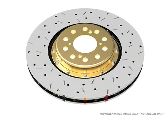 DBA 09+ Nissan GTR R-35 Front Drilled & Slotted 5000 Series 2 Piece Rotor Assembled w/ Black Hat (Av