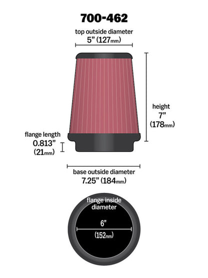 Airaid Universal Air Filter - Cone 6 x 7-1/4 x 5 x 7 Airaid