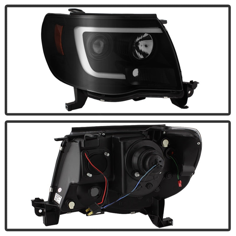 Spyder 05-11 Toyota Tacoma Ver 2 Proj Headlights - Light Bar DRL - Black Smoke PRO-YD-TT05V2-LB-BSM SPYDER