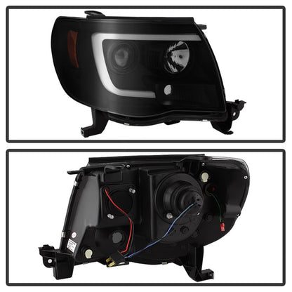Spyder 05-11 Toyota Tacoma Ver 2 Proj Headlights - Light Bar DRL - Black Smoke PRO-YD-TT05V2-LB-BSM SPYDER
