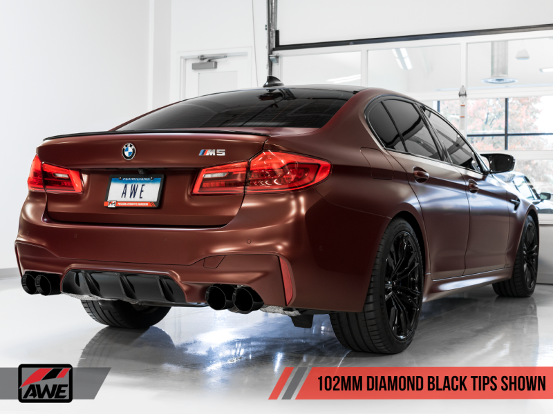 AWE Tuning 18-19 BMW M5 (F90) 4.4T AWD Cat-back Exhaust - Track Edition (Diamond Black Tips) AWE Tuning