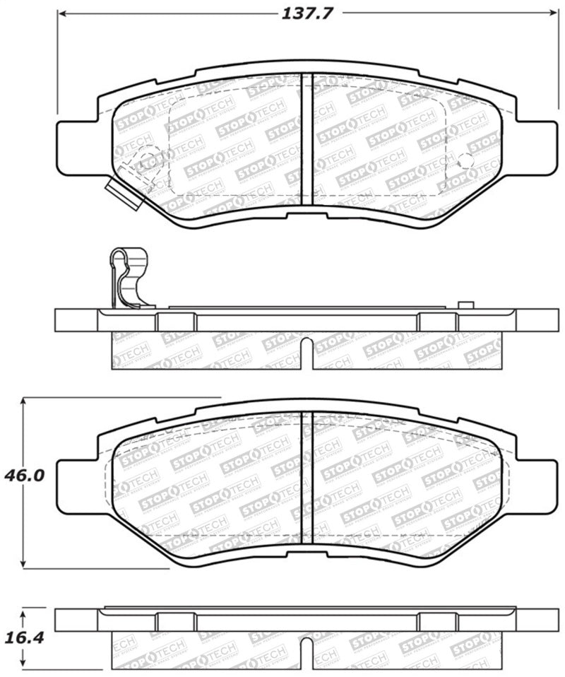 StopTech Street Disc Rear Brake Pads - 305.13370