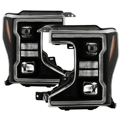 Spyder Signature 20-22 Ford F250/F350 (Halogen) Proj. Headlights - Black (PRO-YD-FS20HALSI-SEQ-BK) SPYDER