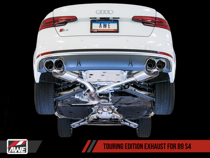 AWE Tuning Audi B9 S4 Touring Edition Exhaust - Non-Resonated (Black 102mm Tips) AWE Tuning