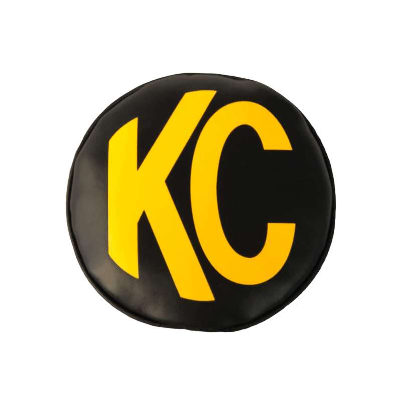 KC HiLiTES 6in. Round Soft Cover (Pair) - Black w/Yellow KC Logo KC HiLiTES