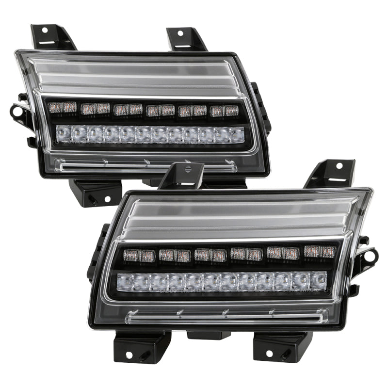 Spyder Jeep Wrangler 2018-2019 (Halogen Model Only) LED Front Bumper Lights - Seq. Signal - Black SPYDER