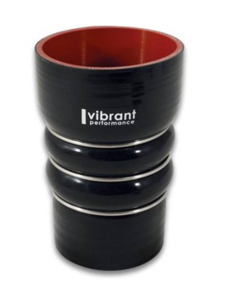 Vibrant Silicone Coupling 4 Ply Aramid CAC Transition Hose 3.25in x 3in Inlet/Outlet - Black Vibrant
