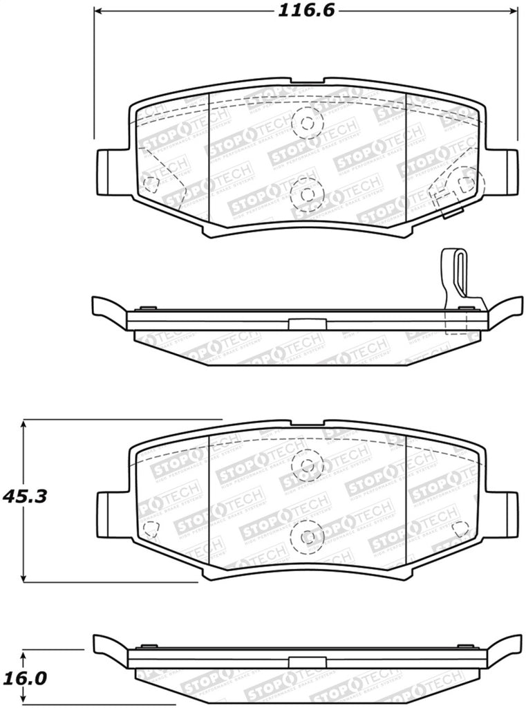 StopTech Premium Ceramic Rear Brake Pads - 308.12740