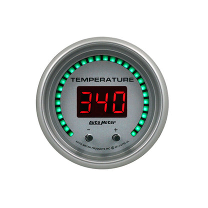 Autometer 52.4mm Silver Switchable 60-340 Degrees F/40-170 Degrees C Ultra-Lite Elite Digital Gauge 6754-UL
