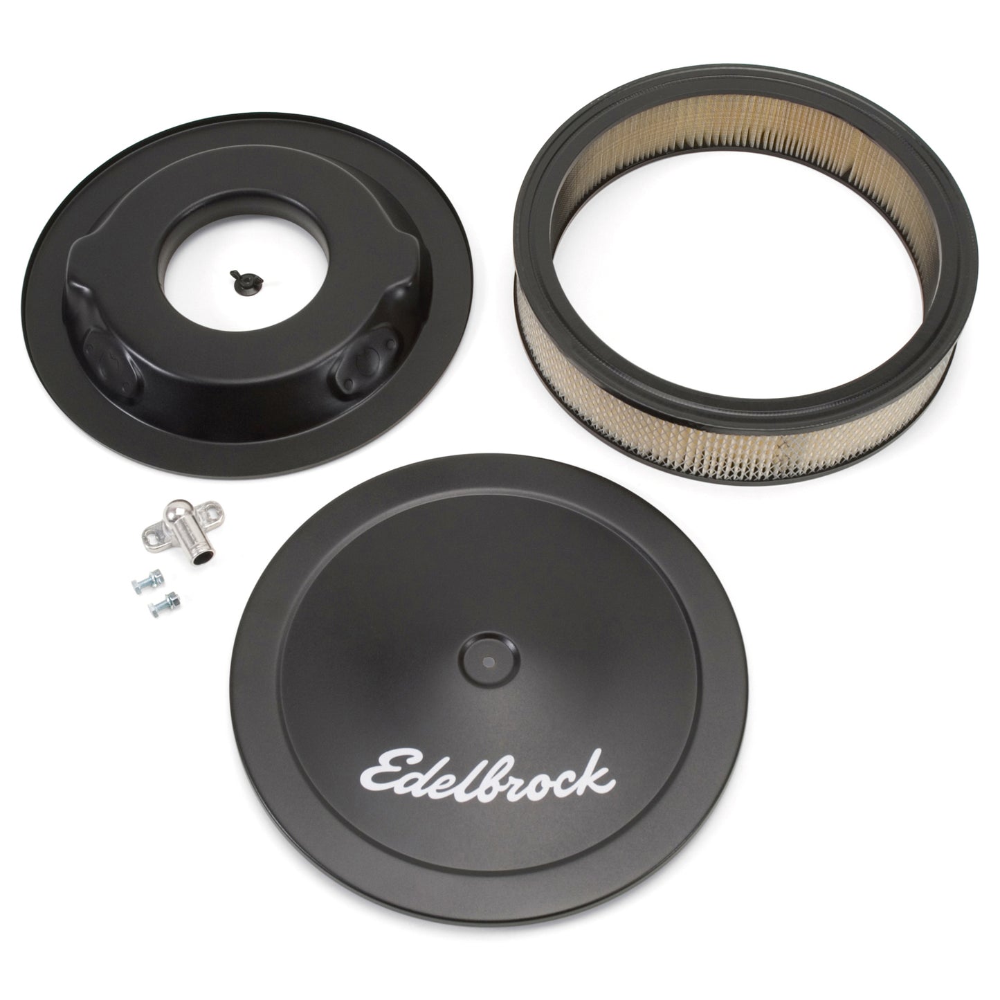 Edelbrock 1223 Pro-Flo black 14 inch round air cleaner with 3 inch paper element