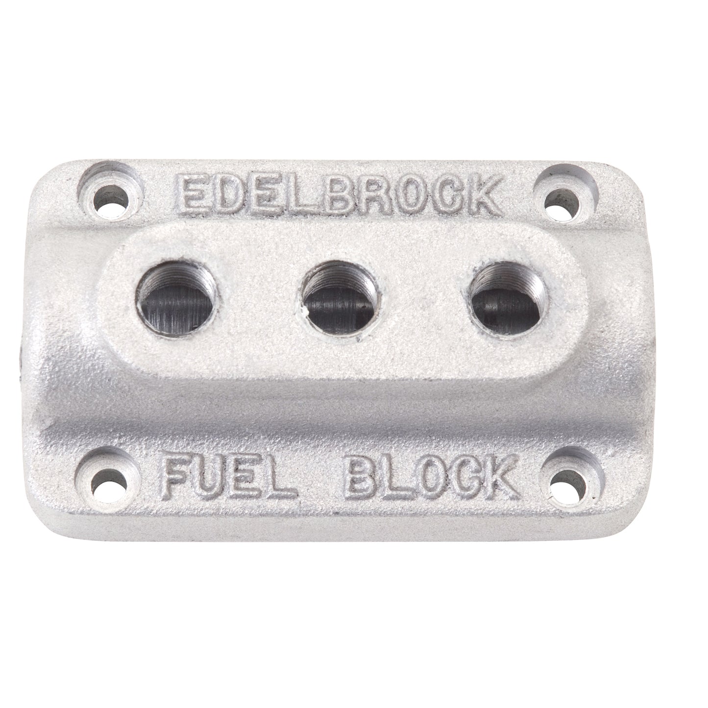 Edelbrock 1285 vintage satin aluminum triple outlet fuel block kit