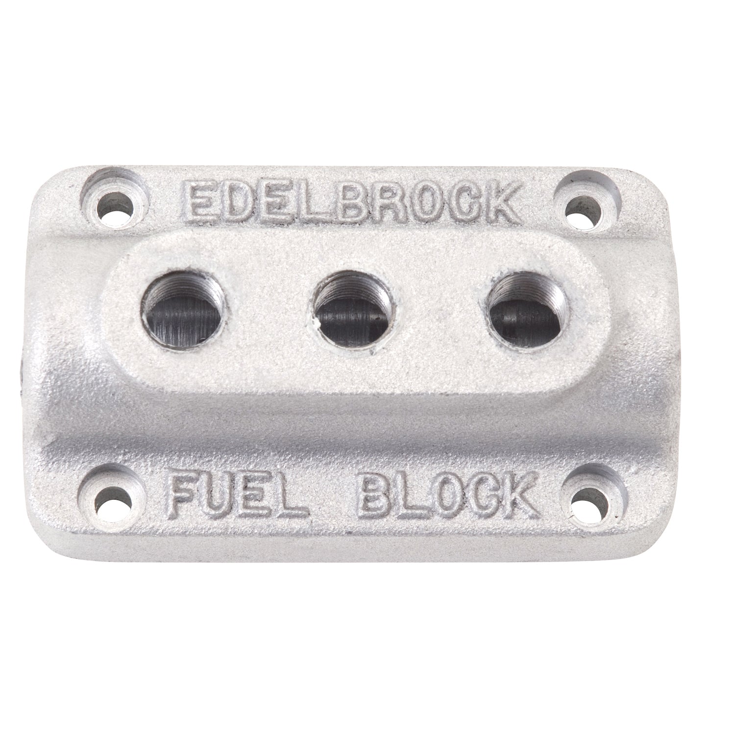 Edelbrock 1285 vintage satin aluminum triple outlet fuel block kit