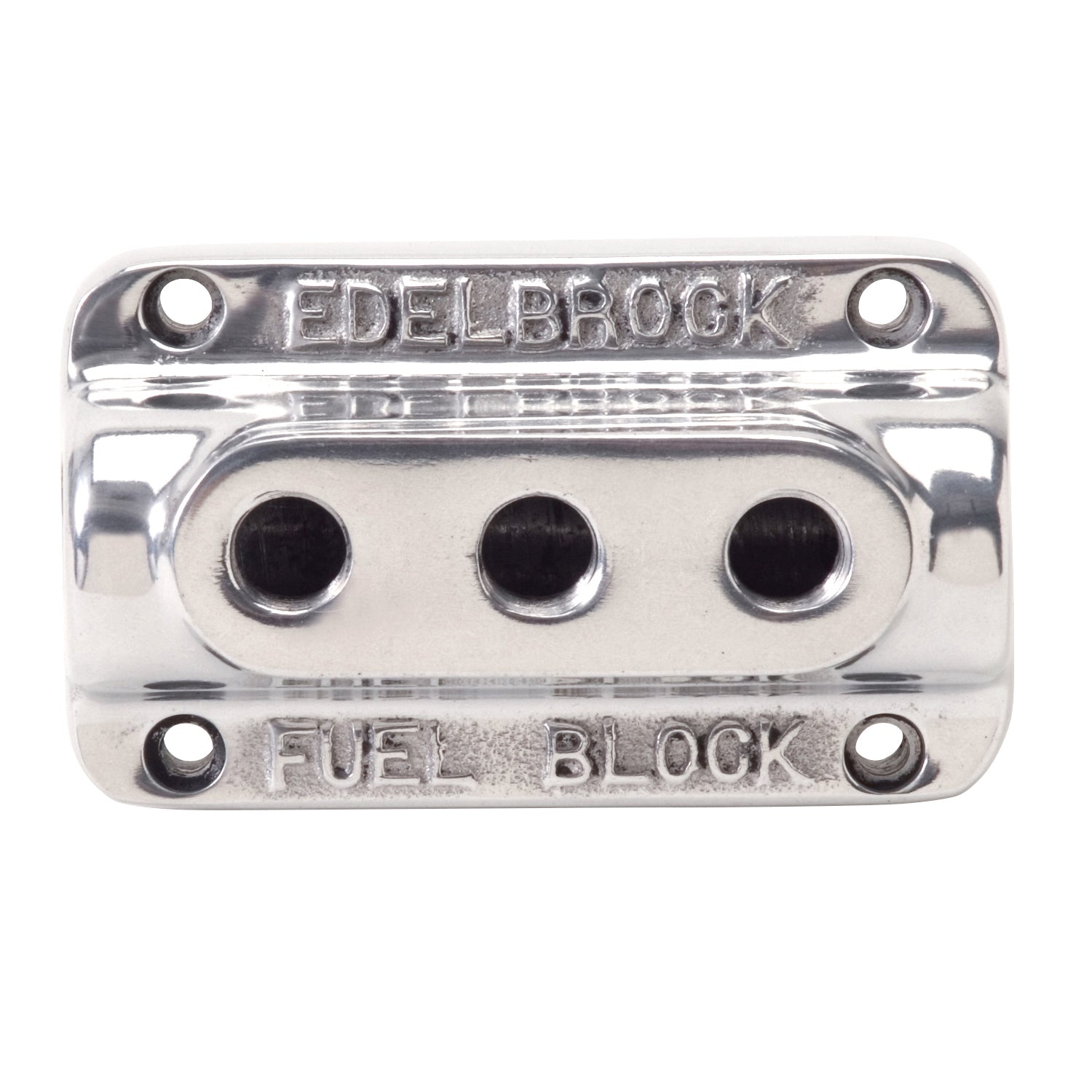 Edelbrock 12851 polished aluminum triple outlet fuel block kit