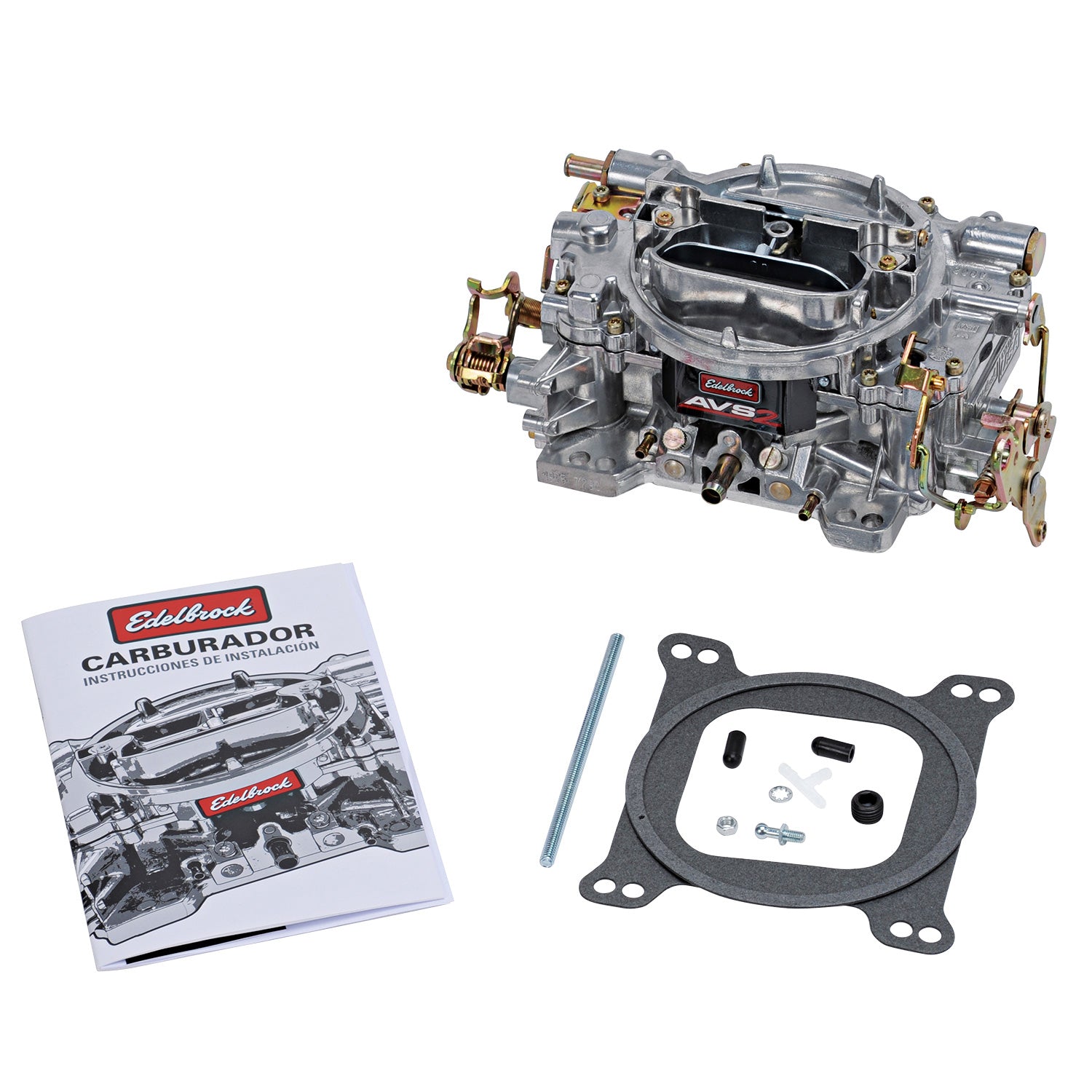 Edelbrock 1902 AVS2 500 CFM 4 barrel carburetor manual choke satin finish