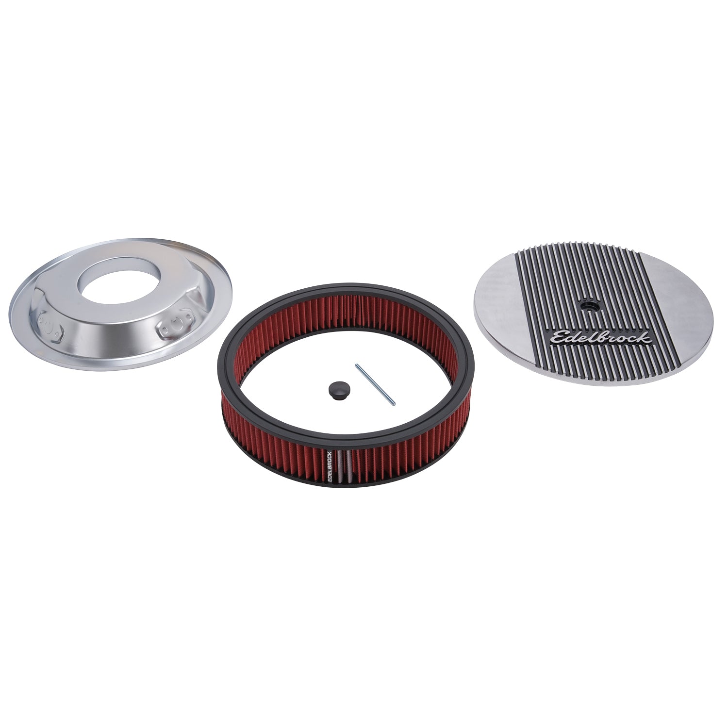 Edelbrock 4266 Elite II polished 14 inch round air cleaner with 3 inch Pro-Flo filter