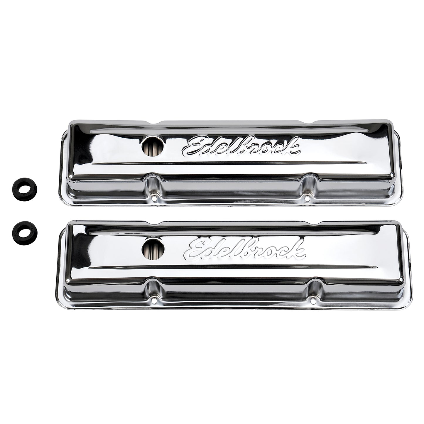 Edelbrock 4449 Signature Series chrome valve covers small block Chevy 262-400